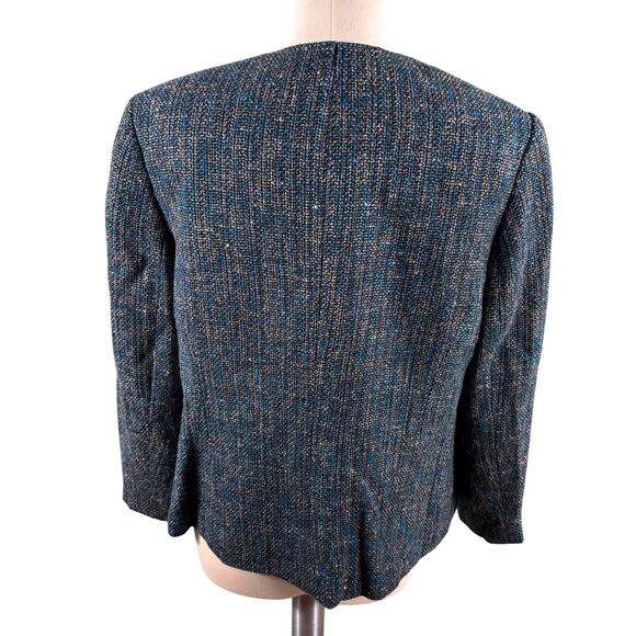 Kasper Jacket Women's Size 14W Blue Tweed Office Career Formal Lined Blazer - Picture 2 of 10